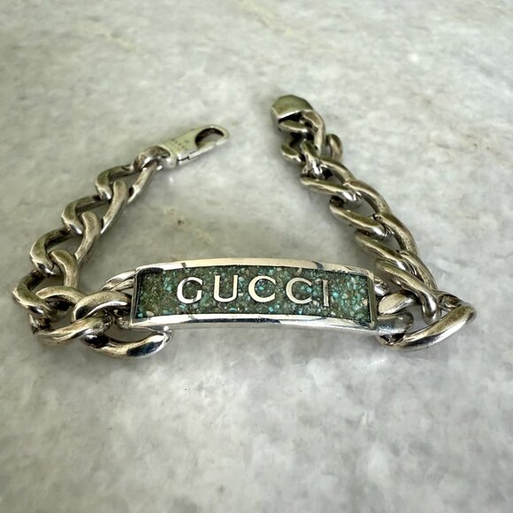 GUCCI turquoise plate Silver bracelet SLV bracelet, 678712, size 18 - Picture 6 of 14